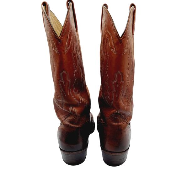 Vintage Dan Post Marlboro Soft Brown Leather Stitch Shaft Stacked Heel Men\'s 10D main image 3